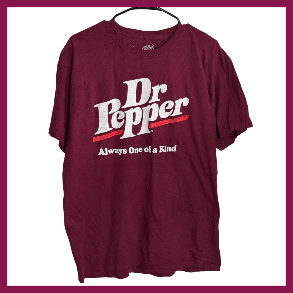 Dr Pepper Always One of a Kind Graphic T-Shirt Maroon Burgundy Mens Large